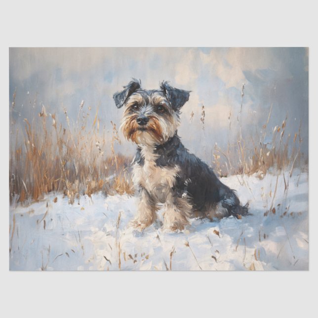Papier Mousseline Schnauzer dans la page de découpage de neige d'hiv (Recto)