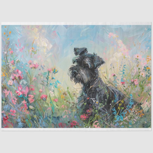 Papier Mousseline Schnauzer - Découpage Fleur sauvage (Recto)
