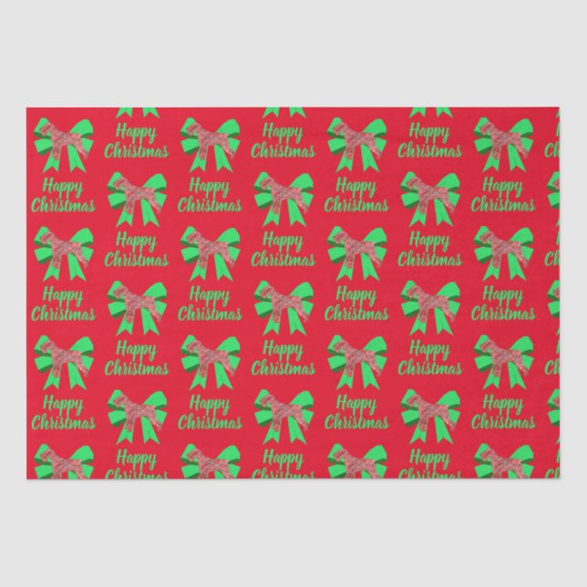 Papier Mousseline Schnauzer Silhouette Chien de Noël Rouge et Bow Ve (Recto)