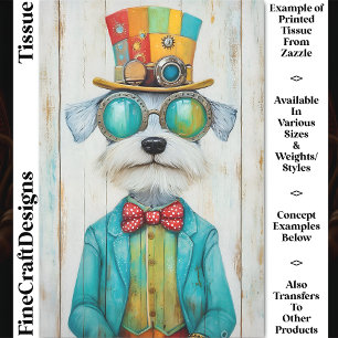 Papier Mousseline Schnauzer Steampunk Coloré Découpage DE6