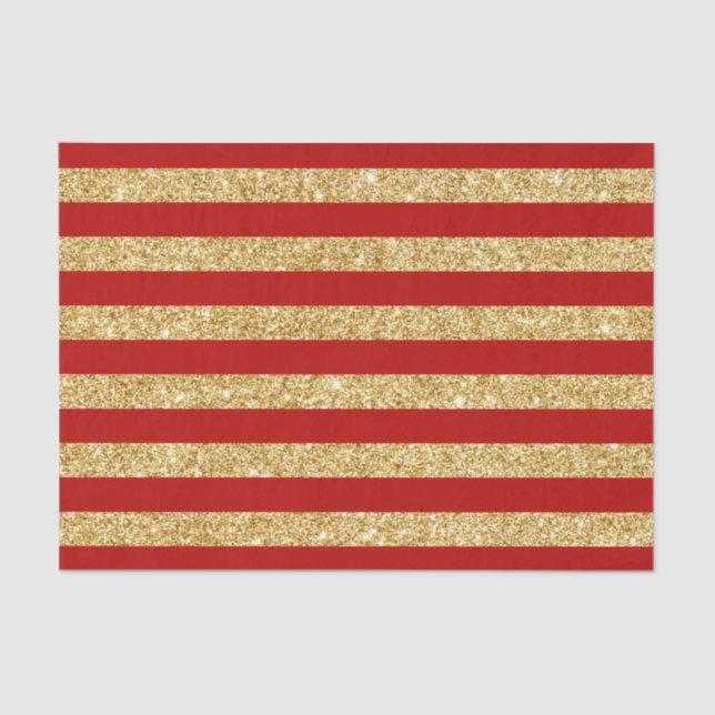 Papier Mousseline Scintillement élégant d'or de Faux et motif rouge (Recto)