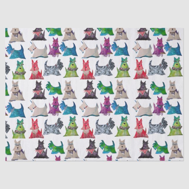Papier Mousseline Scotties Colorés (Recto)