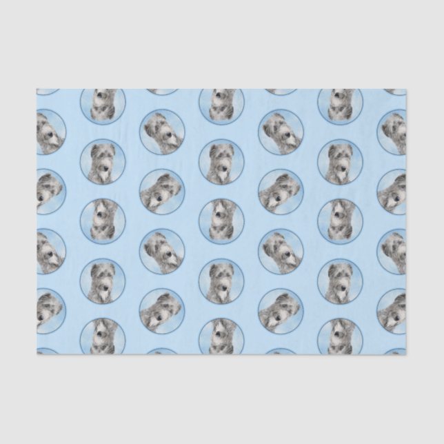 Papier Mousseline Scottish Deerhound Peinture Grey Original Chien Ar (Recto)