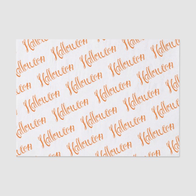 Papier Mousseline Script d'Halloween à main orange (Recto)