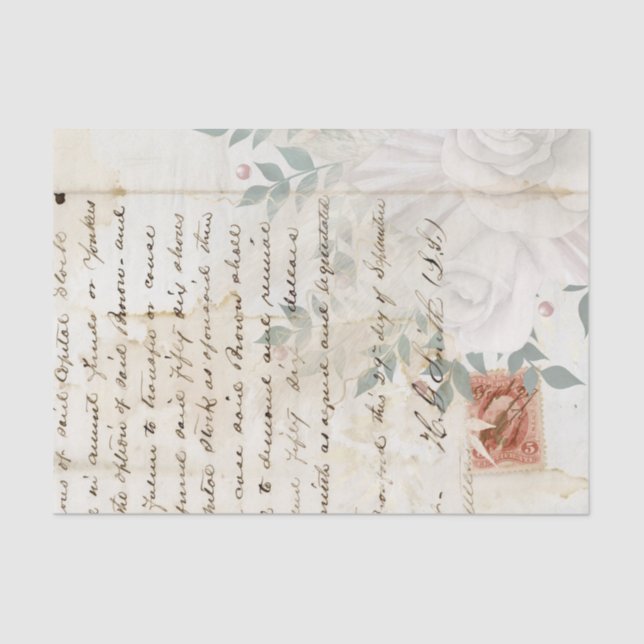 Papier Mousseline Script floral vintage (Recto)
