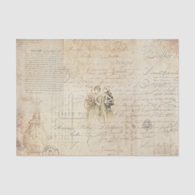 Papier Mousseline Script français Vintage (Recto)
