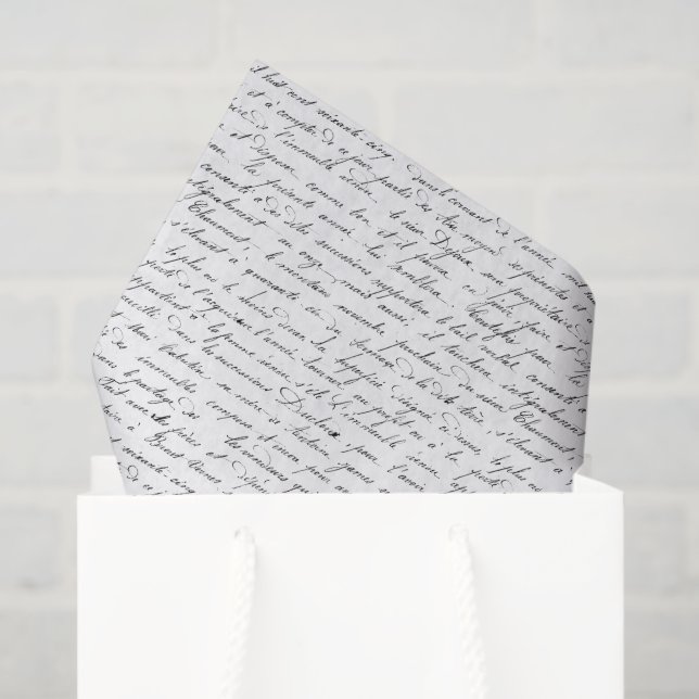 Papier Mousseline Script français vintage (Sac cadeau)