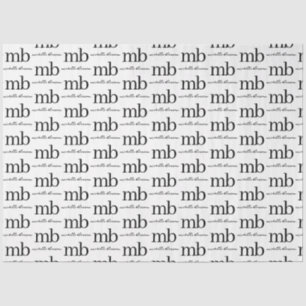 Papier Mousseline Script moderne noir blanc tendance Monogramme init