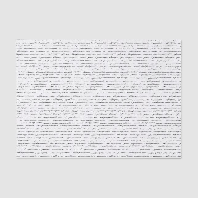 Papier Mousseline Script ou Motif de texte noir et blanc (Recto)