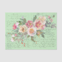 Script vintage avec roses rose et blanche