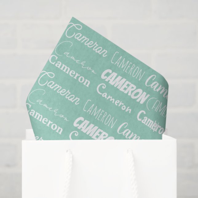 Papier Mousseline Seafoam Mint Green Birthday Personalized Name (Sac cadeau)