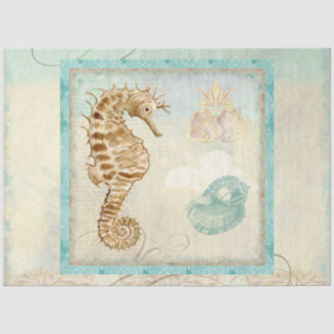 Papier Mousseline Seahorse Beach Aquarelle Ephemera Découpage Art
