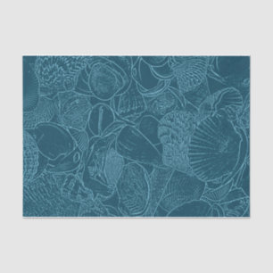 Papier Mousseline Seashell Ocean Beach Dusty Blue Sketch Art
