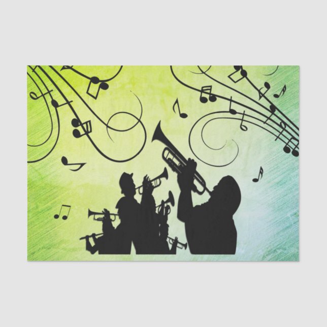 Papier Mousseline Section Trumpet Jazz Music Green (Recto)