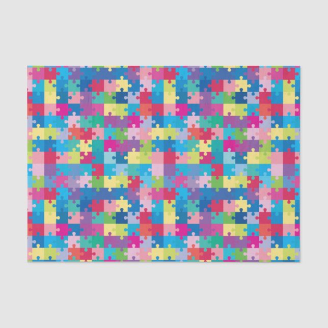 Papier Mousseline Sensibilisation sur l'autisme de motif de puzzle (Recto)