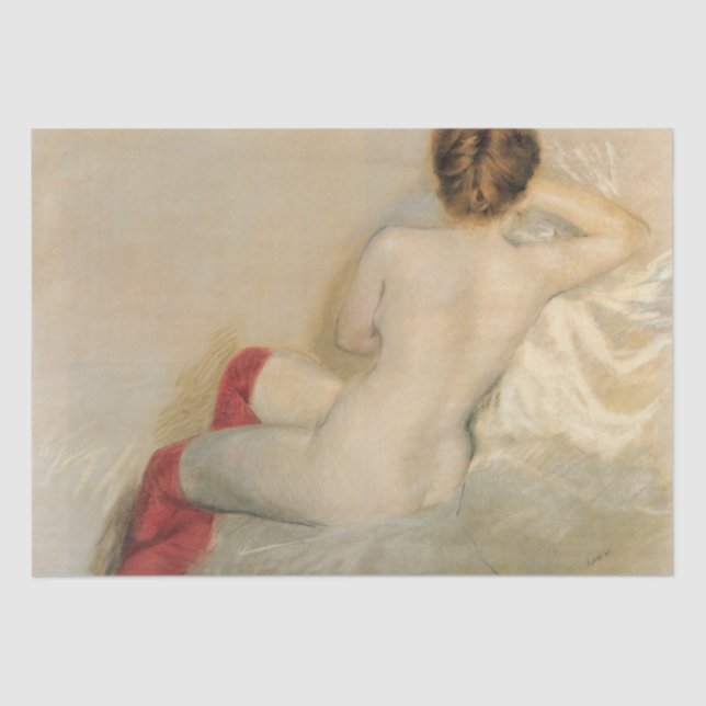 Papier Mousseline Sensuel Beauté féminine avec Bas rouges (Recto)