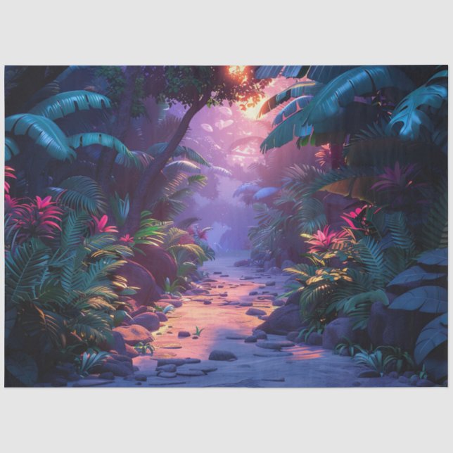 Papier Mousseline Sentier tropical hawaïen  (Recto)