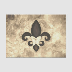 Papier Mousseline Sepia Butterfleur   Tan Butterfly on Fleur de Lis