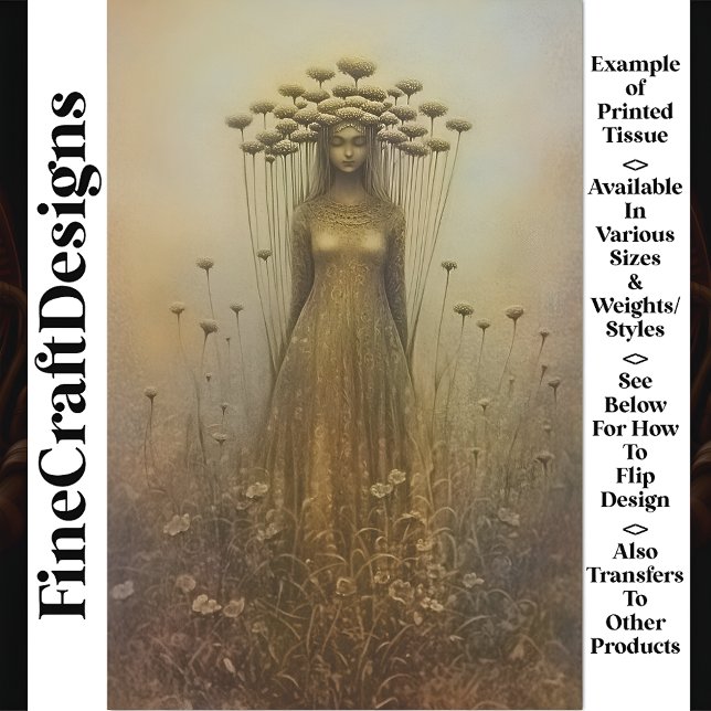 Papier Mousseline Serene Figure Couvercle Fleur Orné U6 Découpage (Créateur téléchargé)