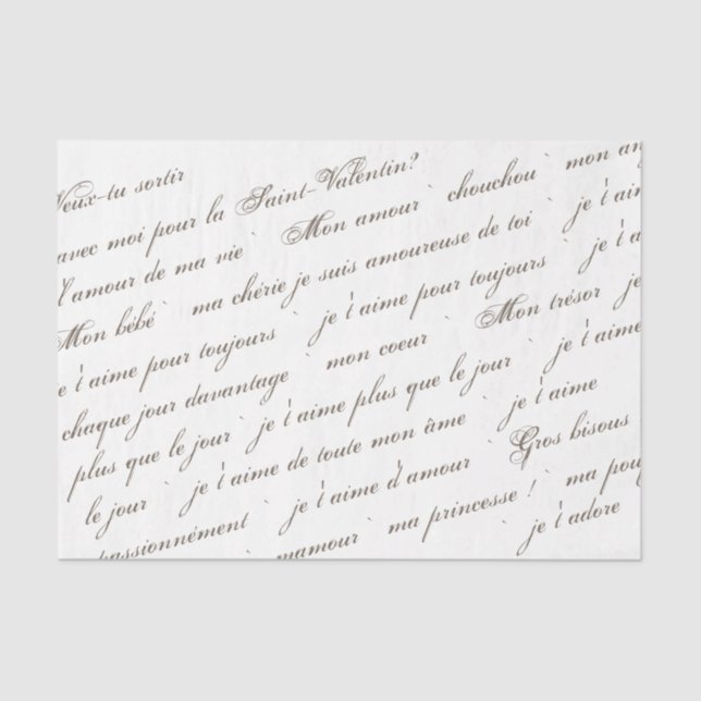 Papier Mousseline Serez-vous ma Saint-Valentin en français Script (Recto)