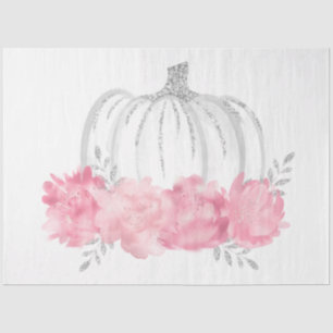 Papier Mousseline Série de citrouilles à l'aquarelle rose et argenté