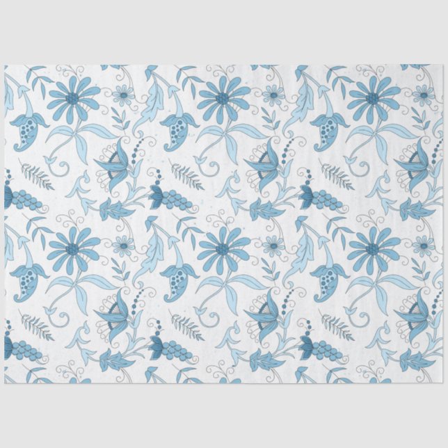Papier Mousseline Série de design floral bleu 8 (Recto)