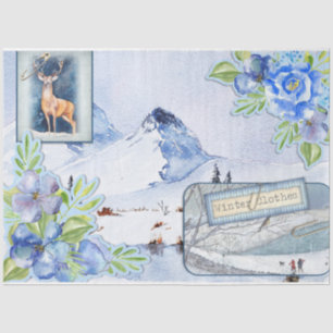 Papier Mousseline Série d'éphémères de forêt hivernale Design 6