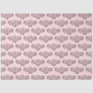 Papier Mousseline Série Steampunk rose et or Design 2