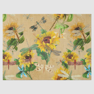 Papier Mousseline Série Sunflower et Dragonflies Design 2
