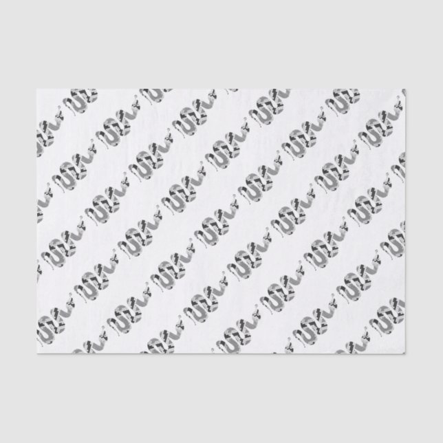 Papier Mousseline Serpent gris et silhouette gris clair (Recto)