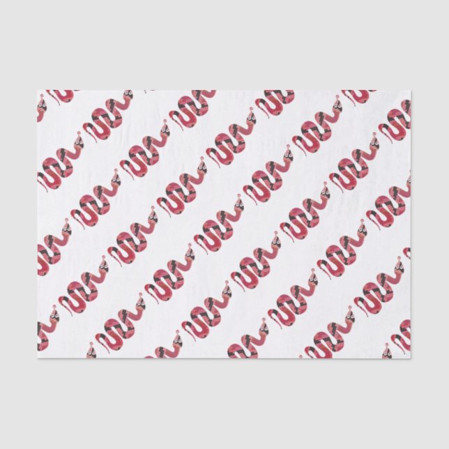 Papier Mousseline Serpent noir et rouge Silhouette (Recto)