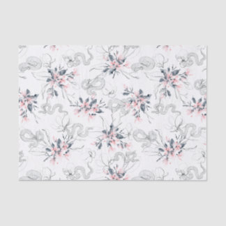 Papier Mousseline Serpents et fleurs abstraites de cornouiller de