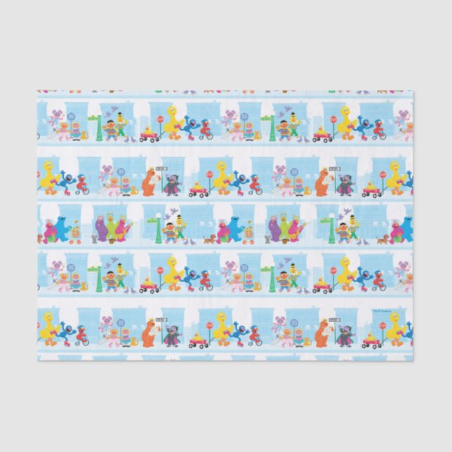 Papier Mousseline Sesame Pals Marcher Le Long De Sesame Street Motif (Recto)