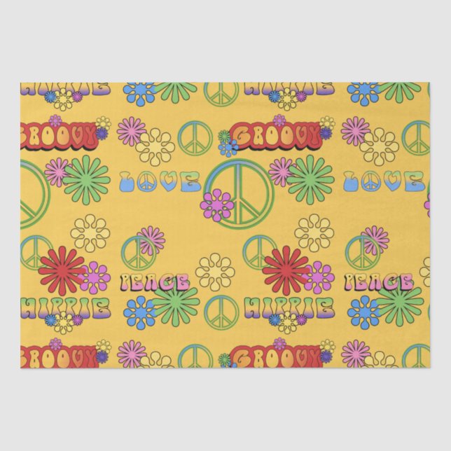 Papier Mousseline Seventies hippie motif carrelé papier de tissu (Recto)