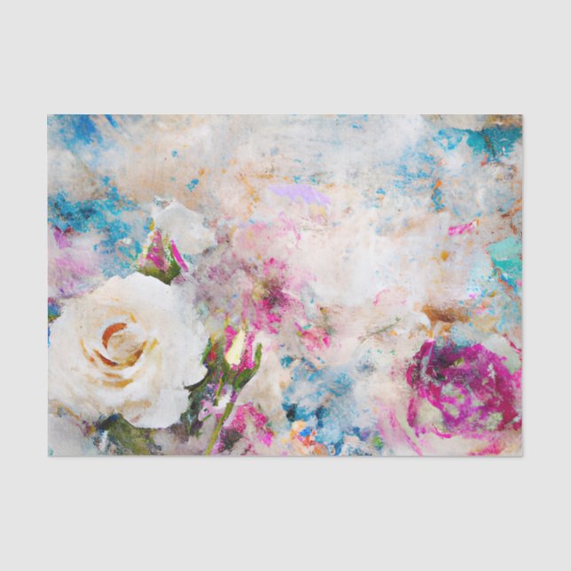 Papier Mousseline Shabby Chic Aquarelle Florale (Recto)