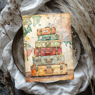 Papier Mousseline Shabby chic Aquarelle vintage valises d'été