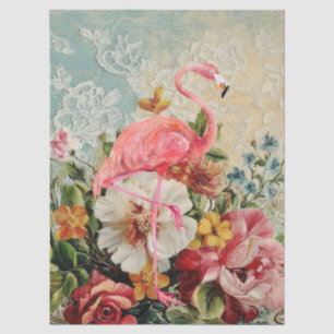 Papier Mousseline Shabby Chic Flamant rose Rose Floral Découpage