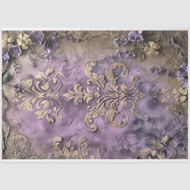 Papier Mousseline Shabby Chic, Floral & Demask Digital Multimédia (Recto)