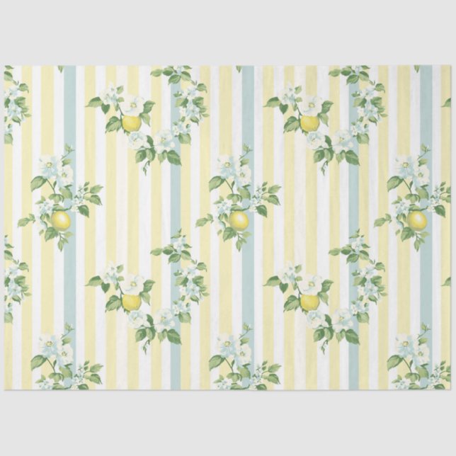 Papier Mousseline Shabby Chic Lemon Floral Series Design #11 (Recto)