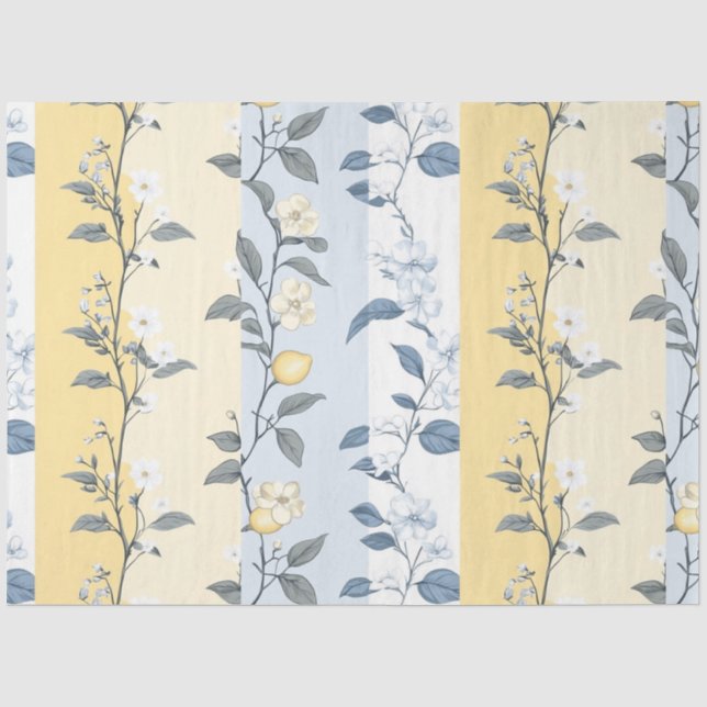 Papier Mousseline Shabby Chic Lemon Floral Series Design #9 (Recto)