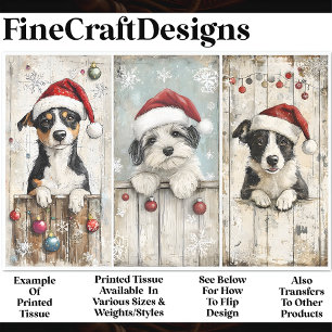 Papier Mousseline Shabby Chic Mignon Noël Chien Chiots AM6 Découpage