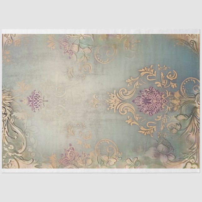 Papier Mousseline shabby chic, motifs de demask, art d'effets ancien (Recto)