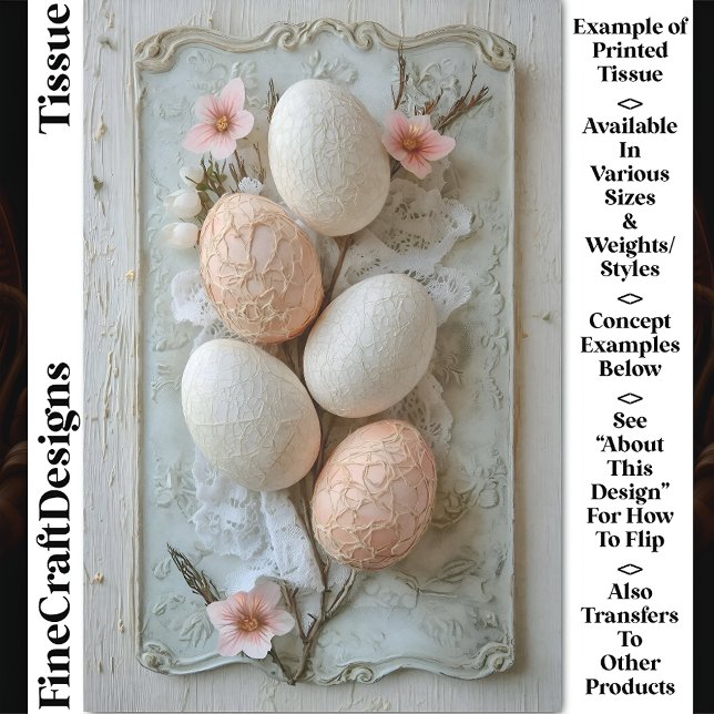Papier Mousseline Shabby Chic, OEufs de Pâques de Pêche d'ivoire CL8 (Créateur téléchargé)