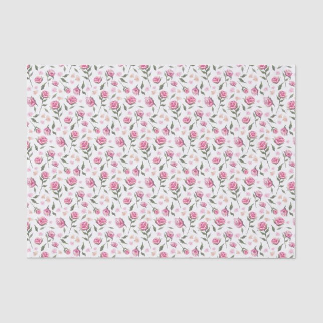 Papier Mousseline Shabby Chic Rose Feminine Joli papier de tissus (Recto)