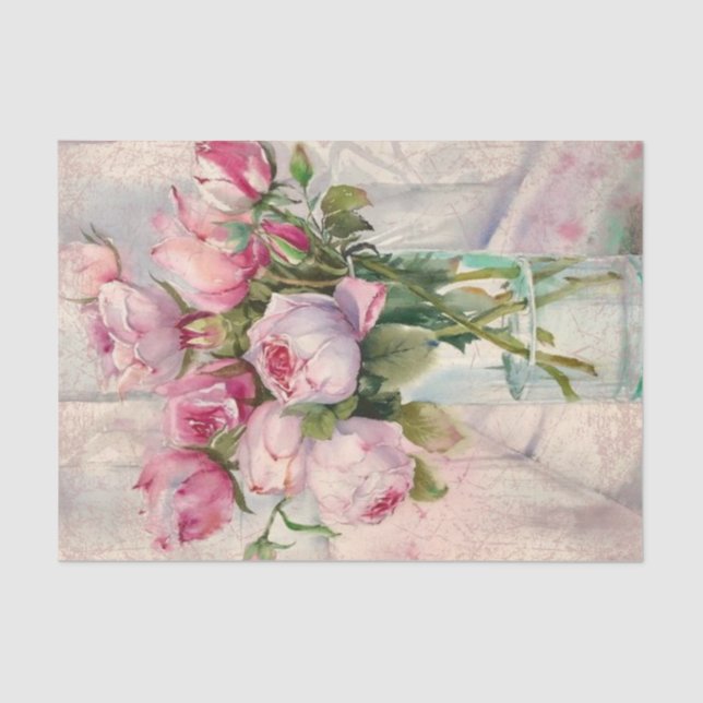 Papier Mousseline Shabby Chic Rose Series Design 14 (Recto)