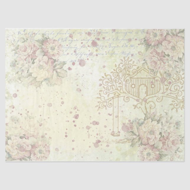 Papier Mousseline Shabby Chic Roses Design 3 (Recto)