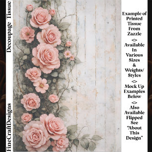 Papier Mousseline Shabby Chic Roses Grimpantes Roses FD8L Découpage