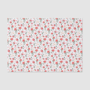 Papier Mousseline Shabby Chic Roses Rouges Joli Papier Tissu