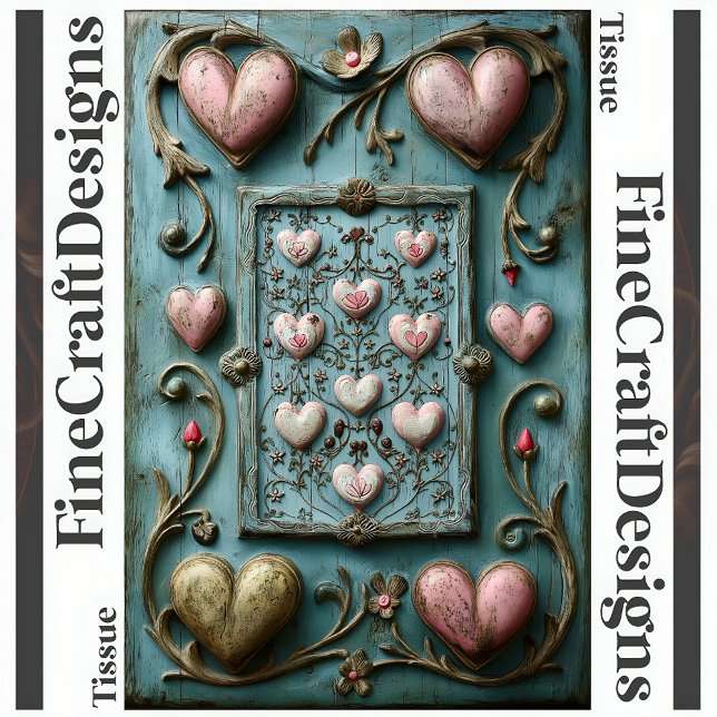 Papier Mousseline Shabby Coeurs Chic + Vins Découpage Gauche 158 (Créateur téléchargé)