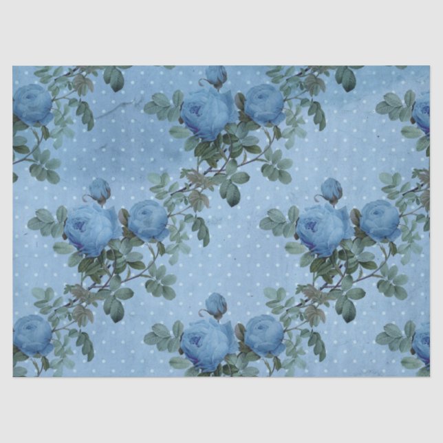 Papier Mousseline Shabby Floral Blue Series Design 5 (Recto)